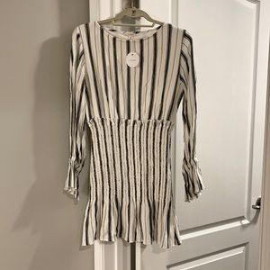 VICI Long-Sleeved Crewneck Dress, smocked details